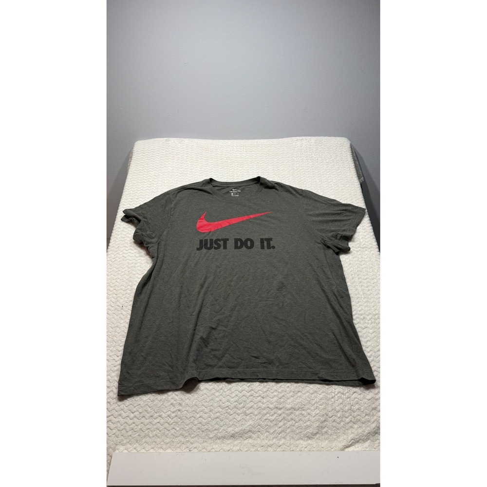 Nike Mens Just Do It Graphic T-Shirt Gray Red Swoosh 3XL Short Sleeve Tee 5018